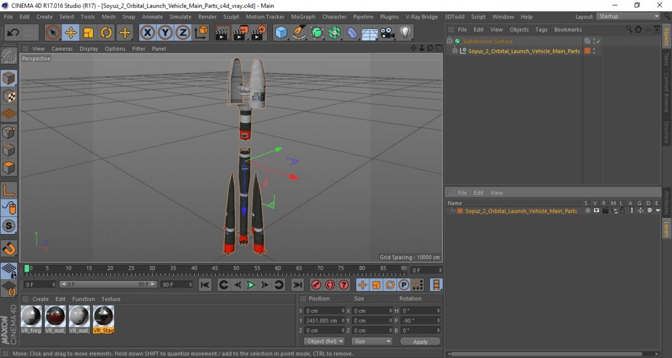 3D Soyuz 2 Orbital Launch Vehicle Main Parts