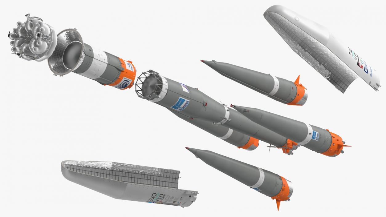 3D Soyuz 2 Orbital Launch Vehicle Main Parts