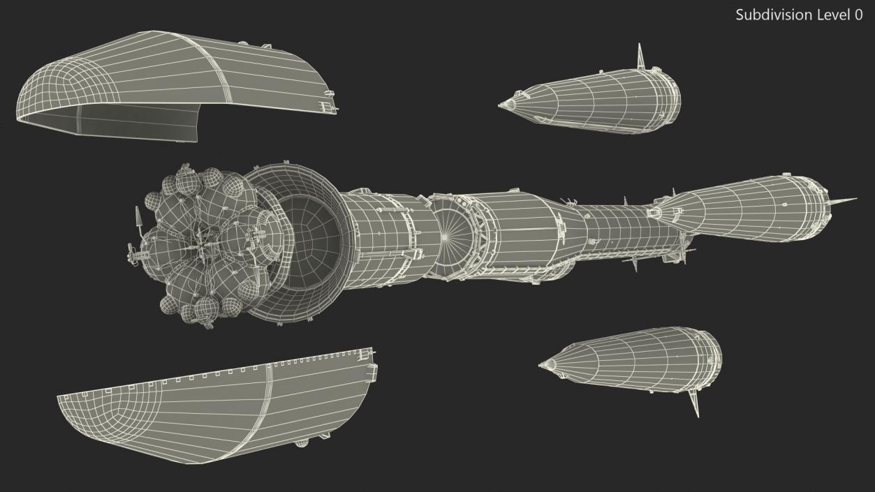 3D Soyuz 2 Orbital Launch Vehicle Main Parts