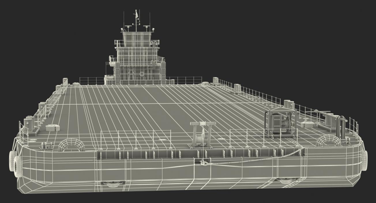 3D Push Boat Ship with Pontoon Barge model