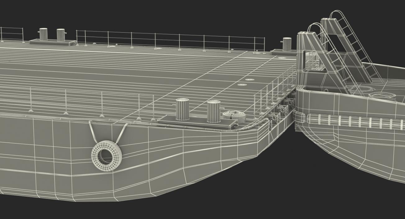 3D Push Boat Ship with Pontoon Barge model