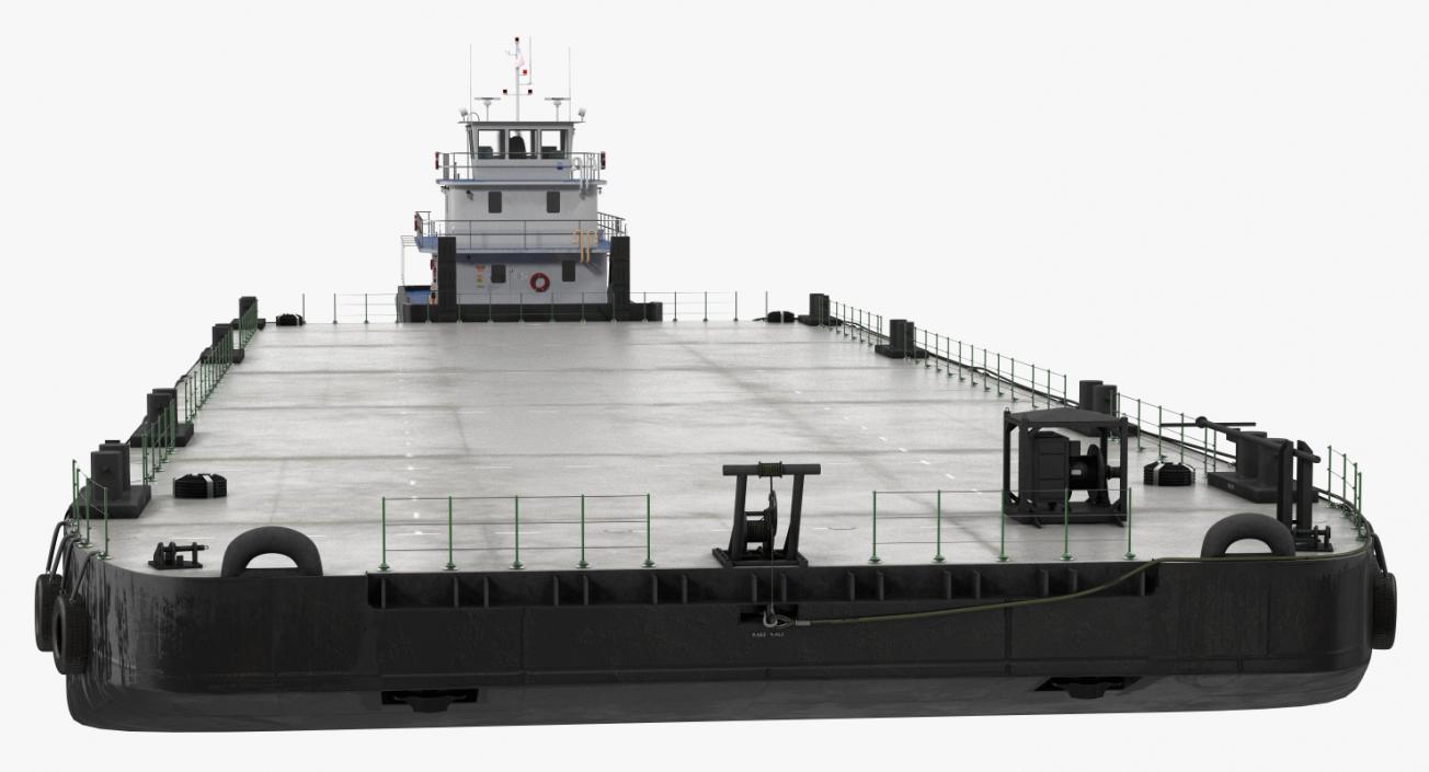 3D Push Boat Ship with Pontoon Barge model