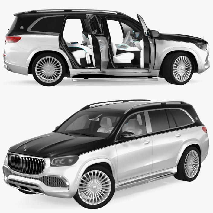 Maybach GLS 600 Silver Rigged 3D model