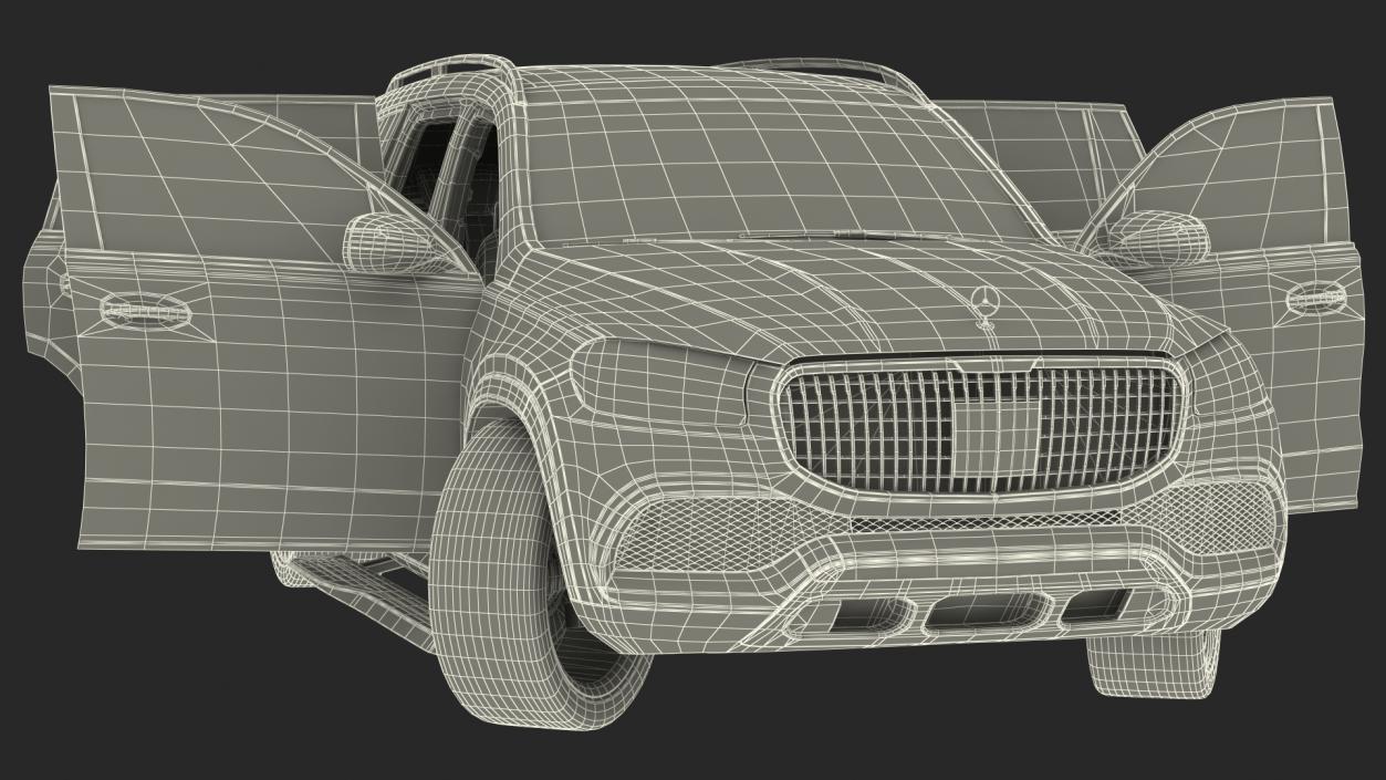 Maybach GLS 600 Silver Rigged 3D model