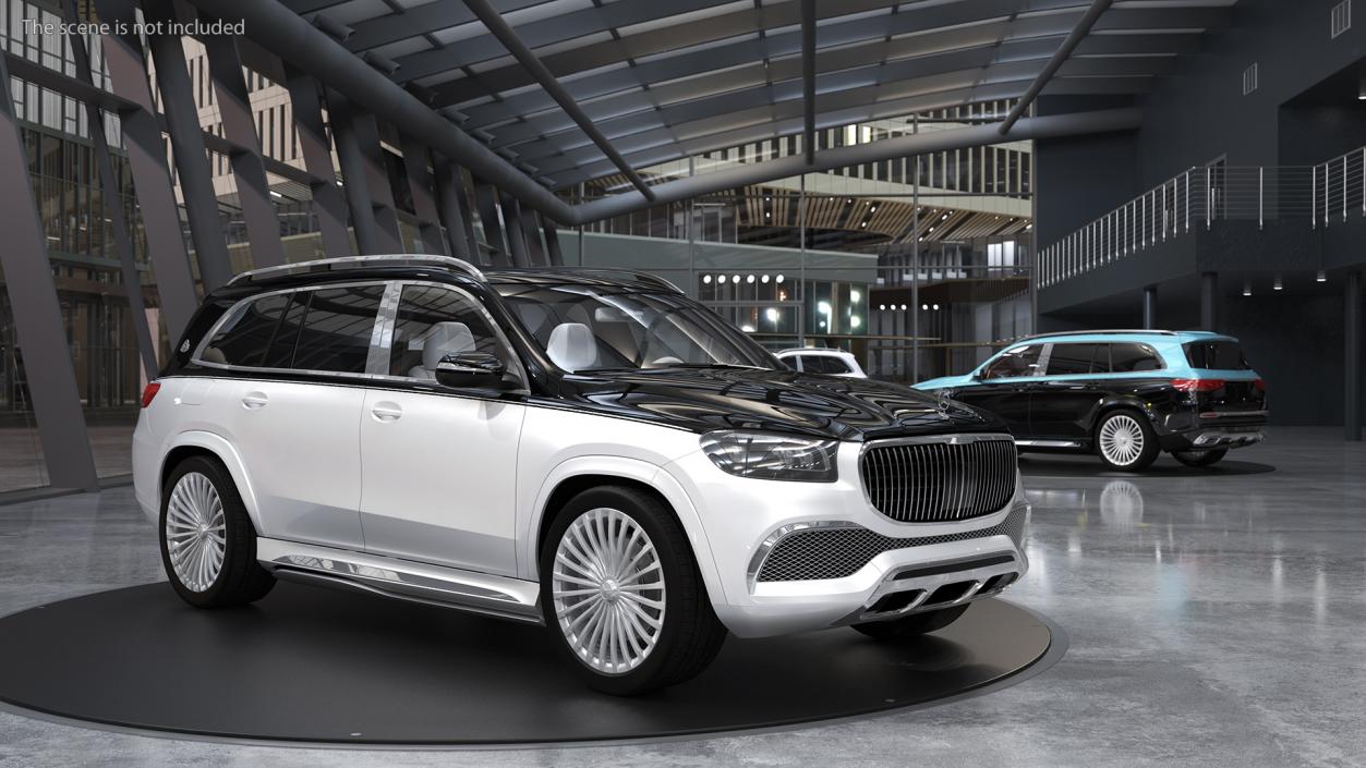 Maybach GLS 600 Silver Rigged 3D model