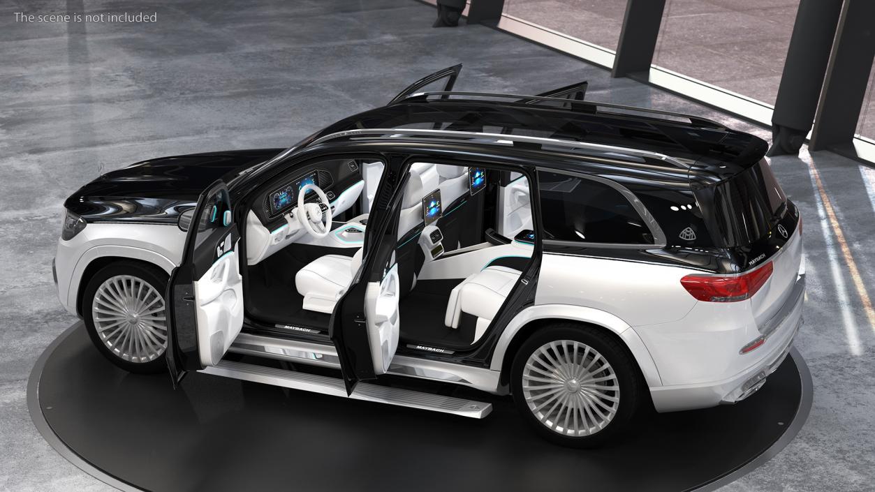 Maybach GLS 600 Silver Rigged 3D model