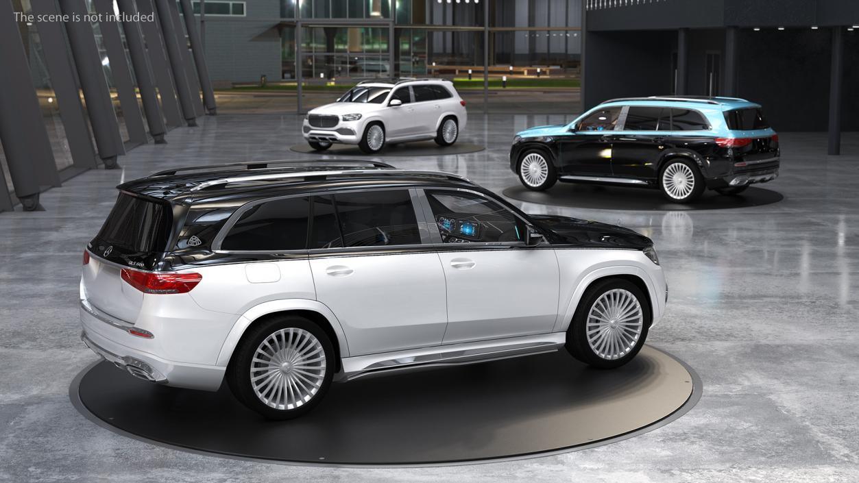 Maybach GLS 600 Silver Rigged 3D model