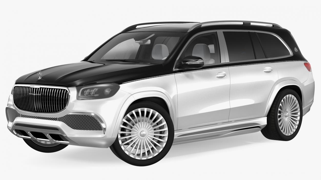 Maybach GLS 600 Silver Rigged 3D model