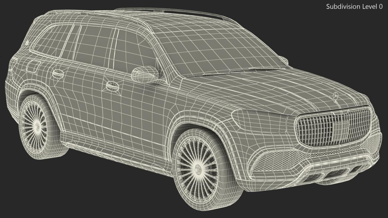 Maybach GLS 600 Silver Rigged 3D model