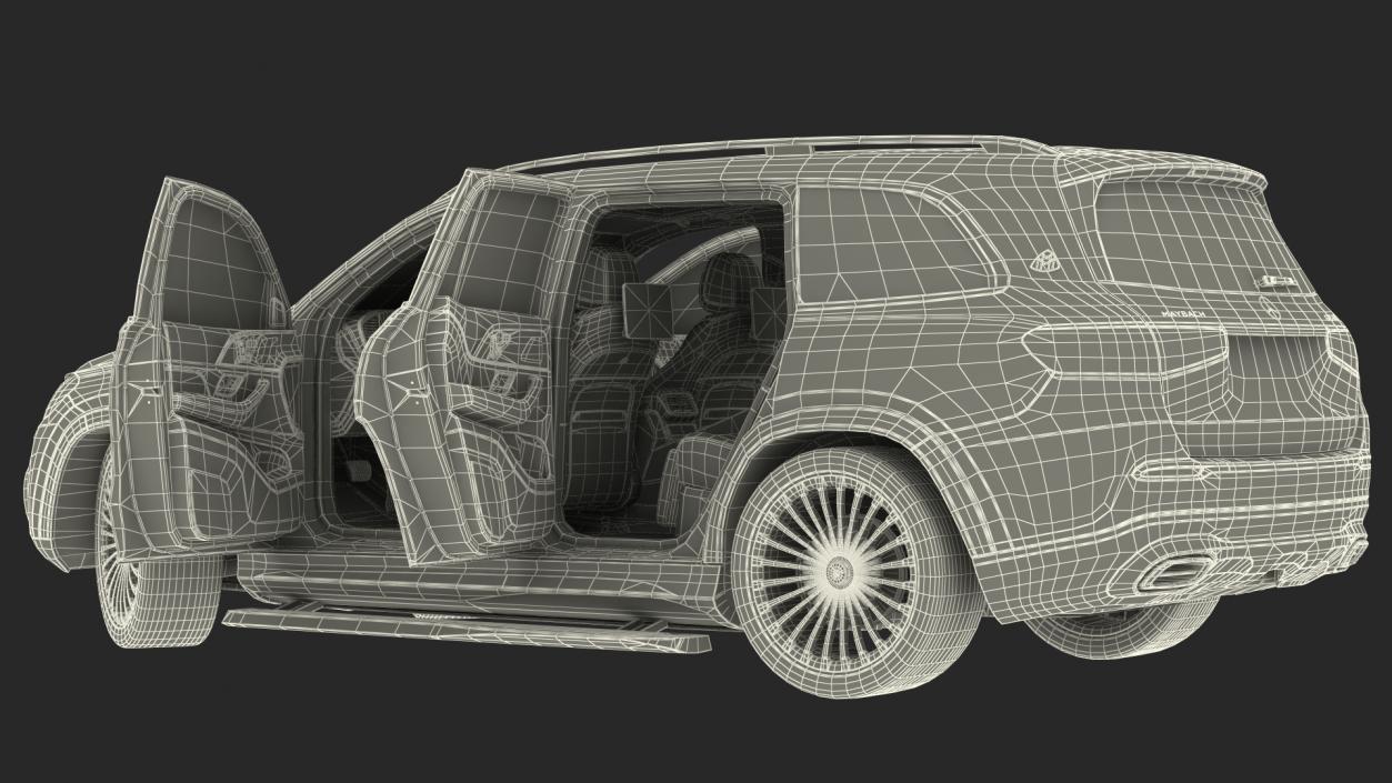 Maybach GLS 600 Silver Rigged 3D model