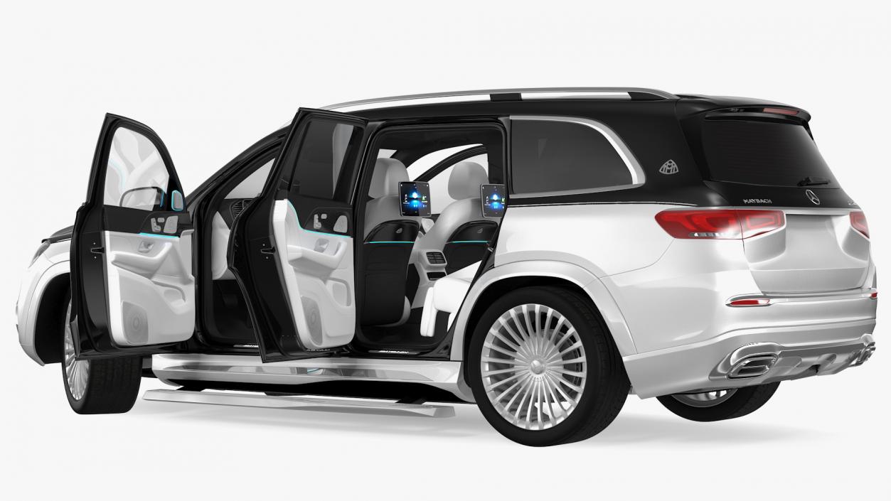 Maybach GLS 600 Silver Rigged 3D model