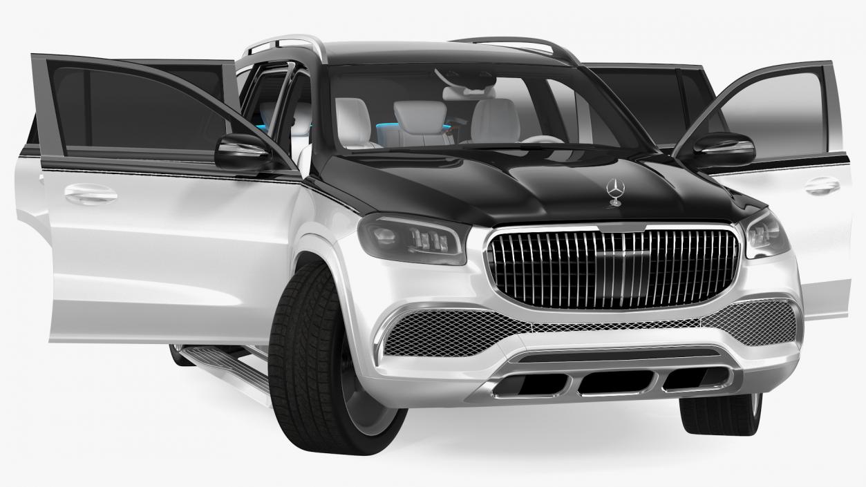 Maybach GLS 600 Silver Rigged 3D model