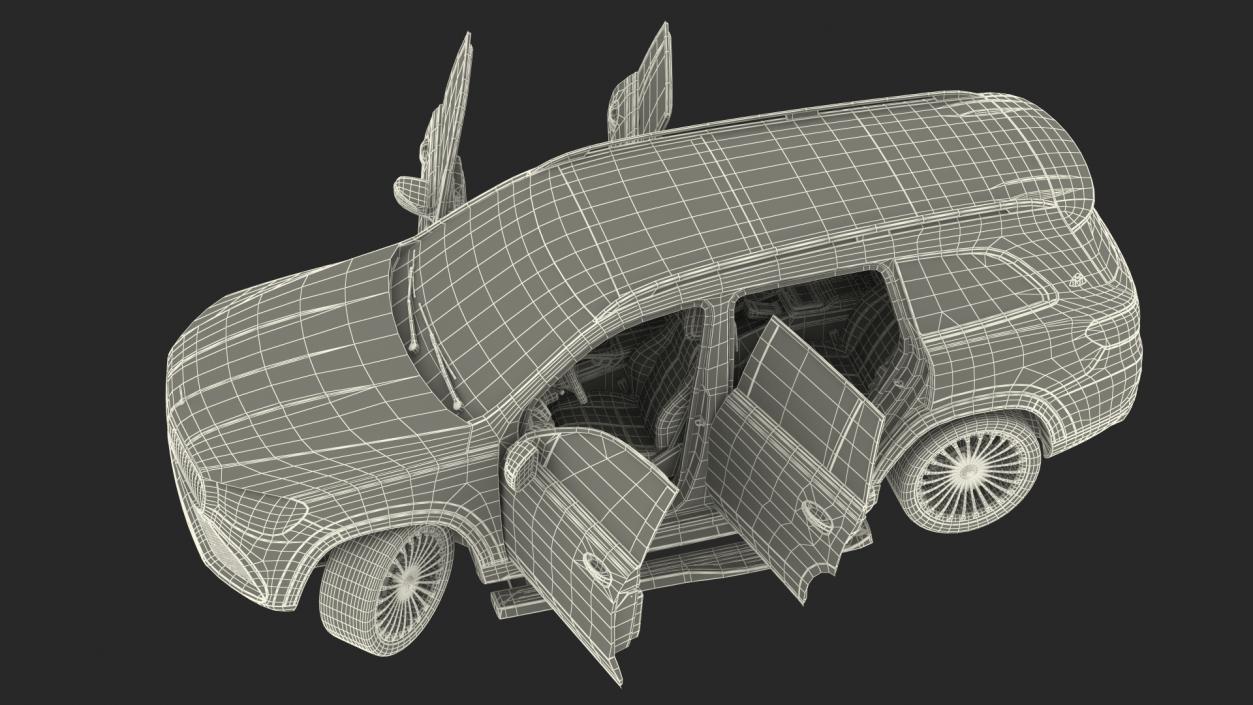 Maybach GLS 600 Silver Rigged 3D model