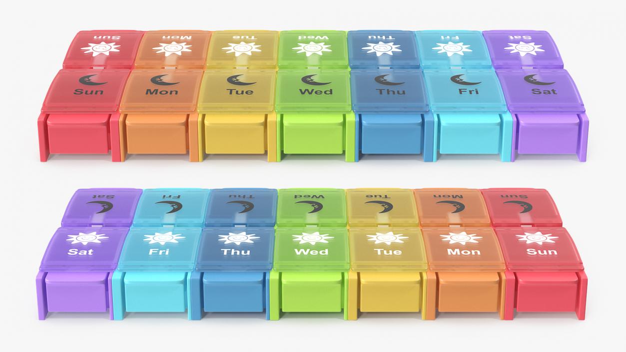 Pill Case Box with 14 Compartments 3D model