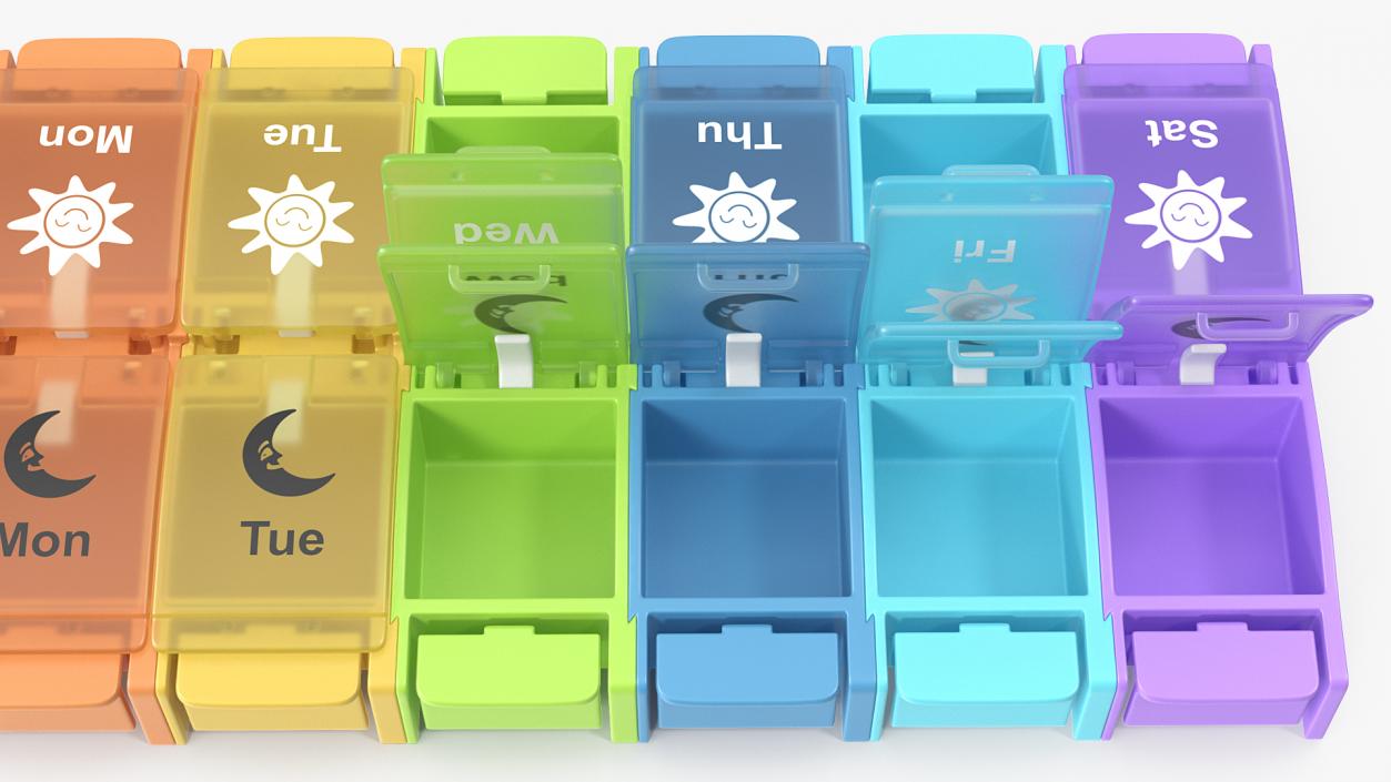 Pill Case Box with 14 Compartments 3D model