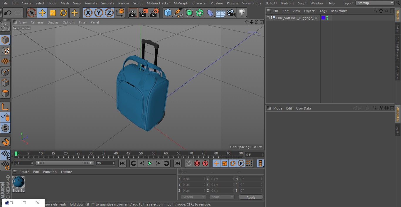 Blue Softshell Luggage 3D