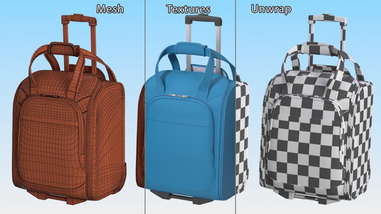 Blue Softshell Luggage 3D