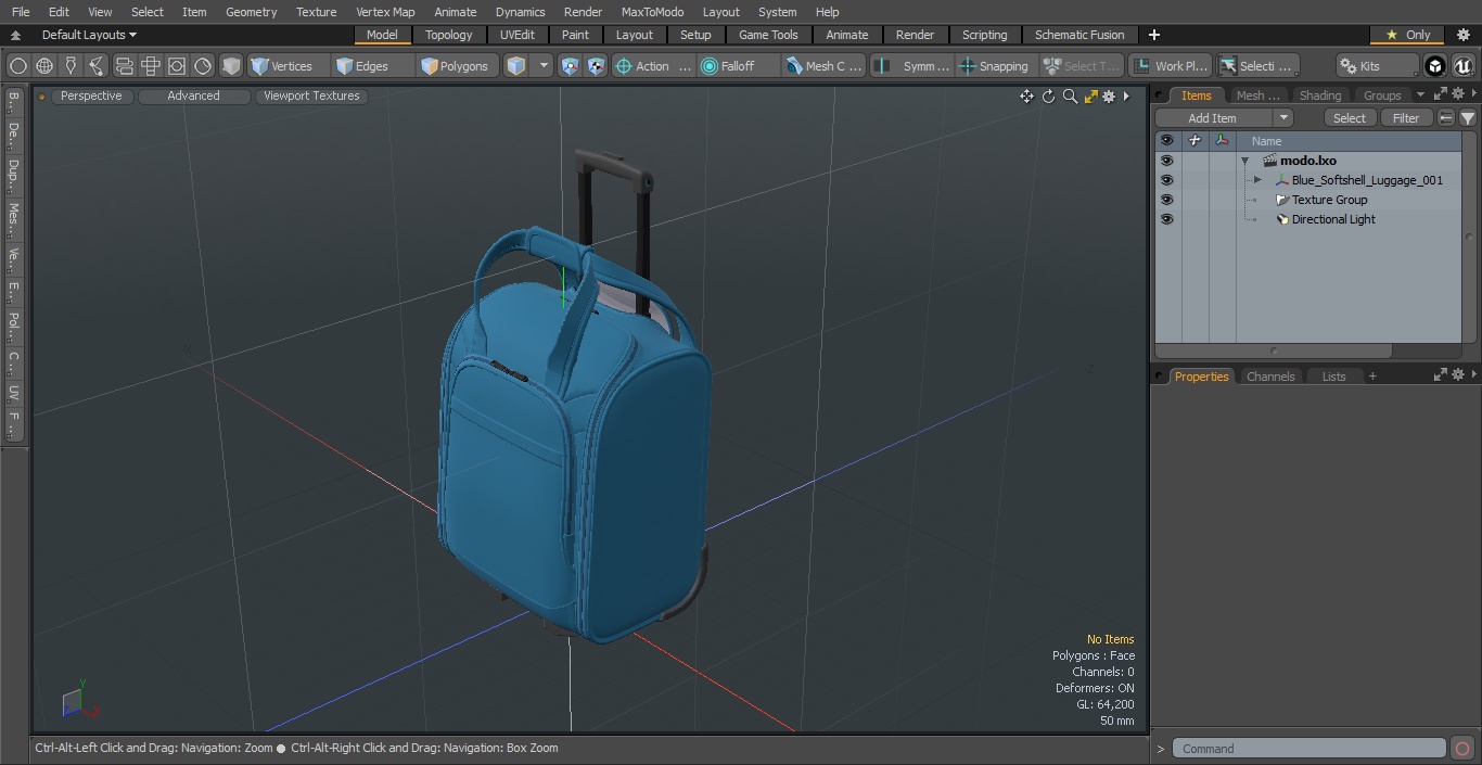 Blue Softshell Luggage 3D