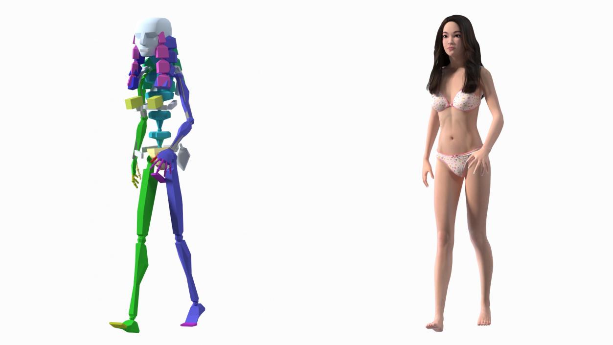 Chinese Woman Lingerie Rigged 3D model