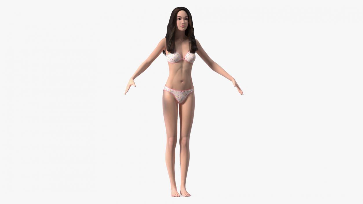 Chinese Woman Lingerie Rigged 3D model