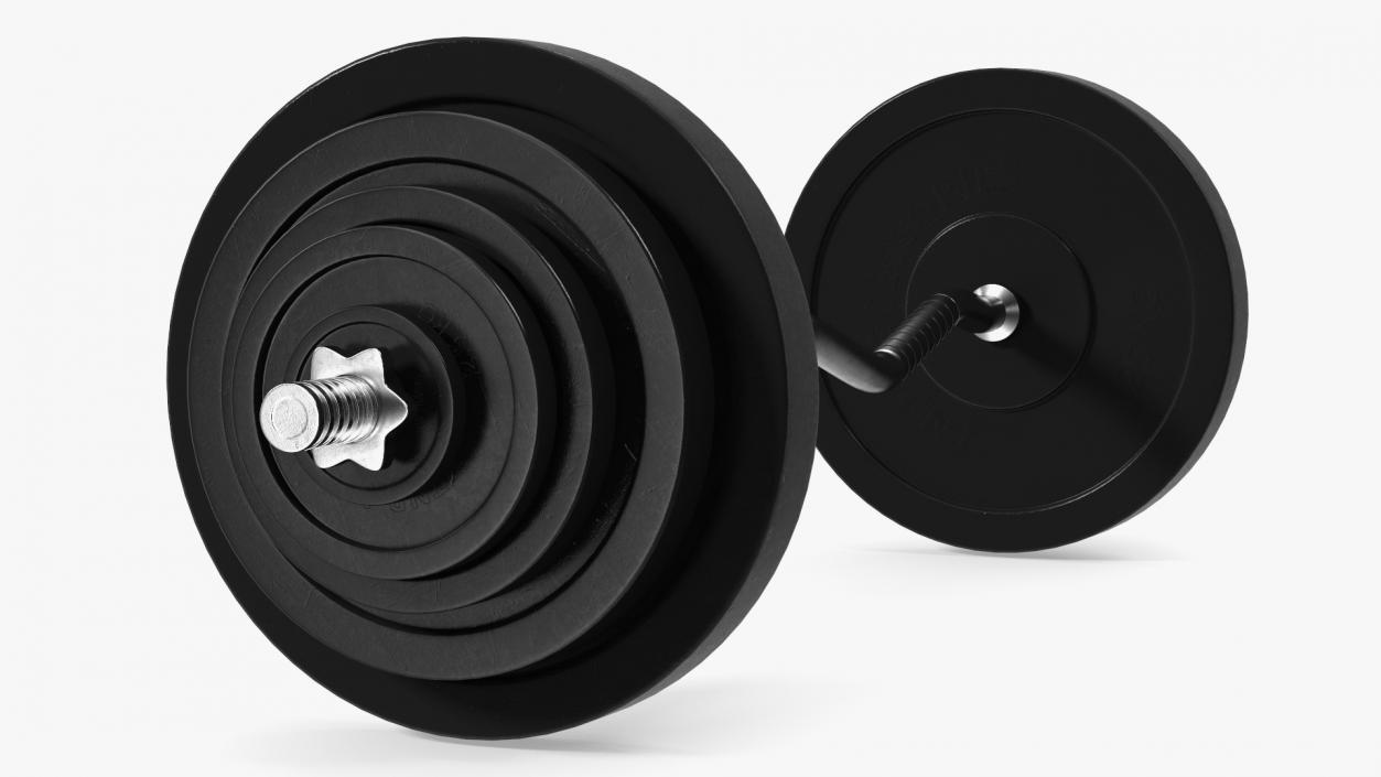 3D Curved Barbell Weightlifting Equipment model