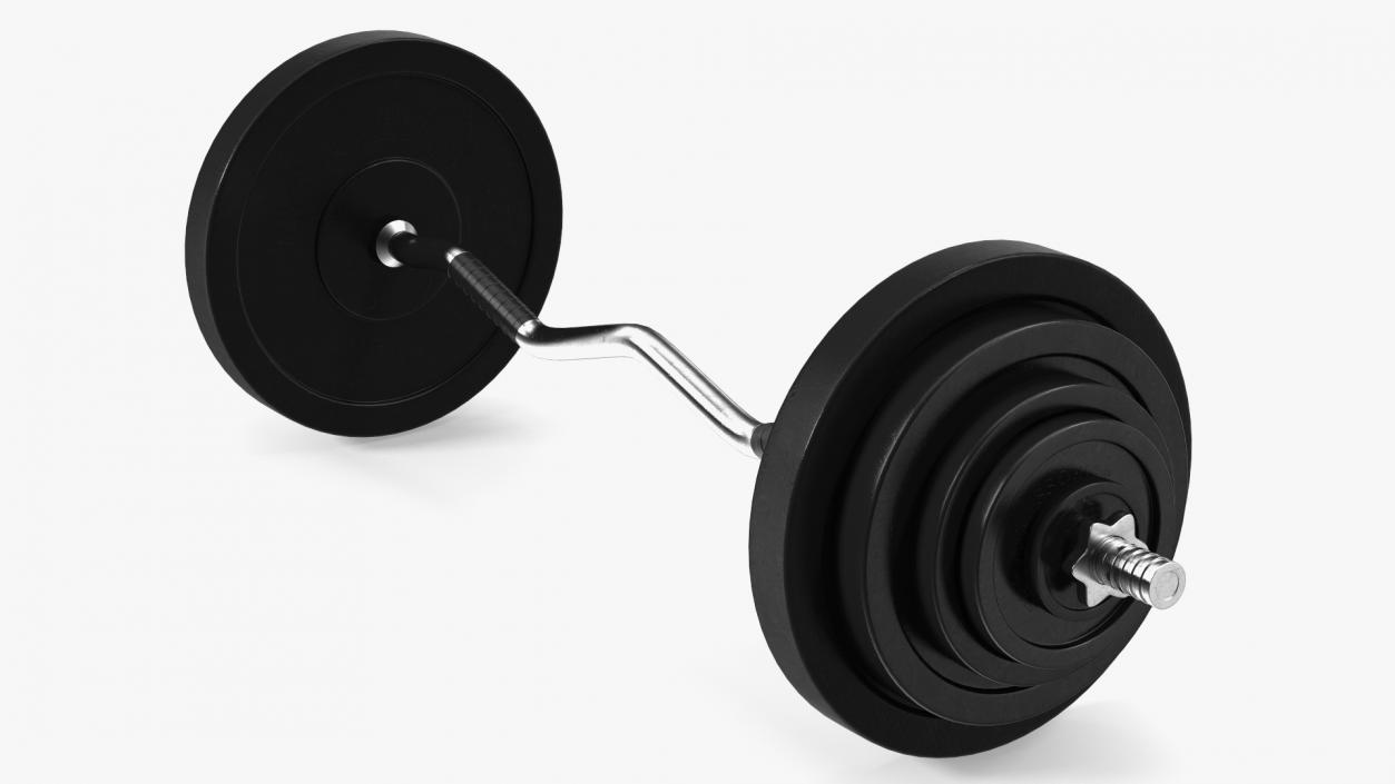 3D Curved Barbell Weightlifting Equipment model