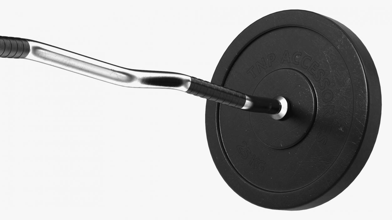 3D Curved Barbell Weightlifting Equipment model