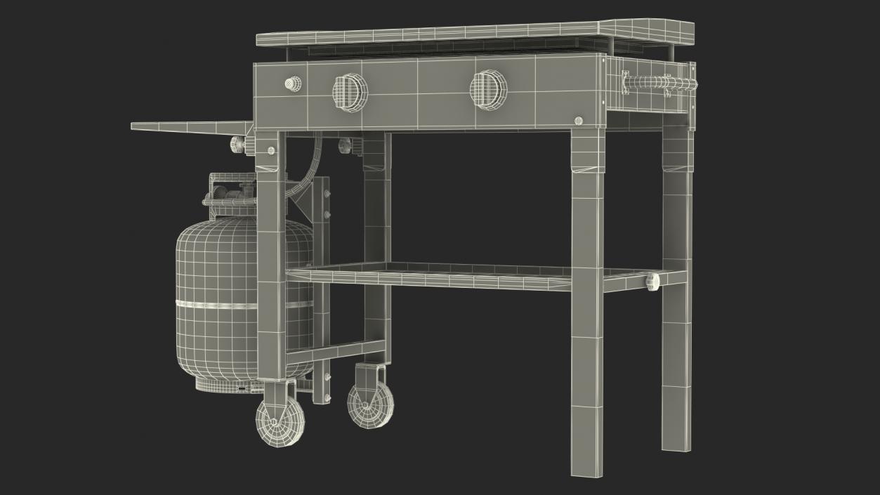 Flat Top Griddle Station with Gas Cylinder 3D