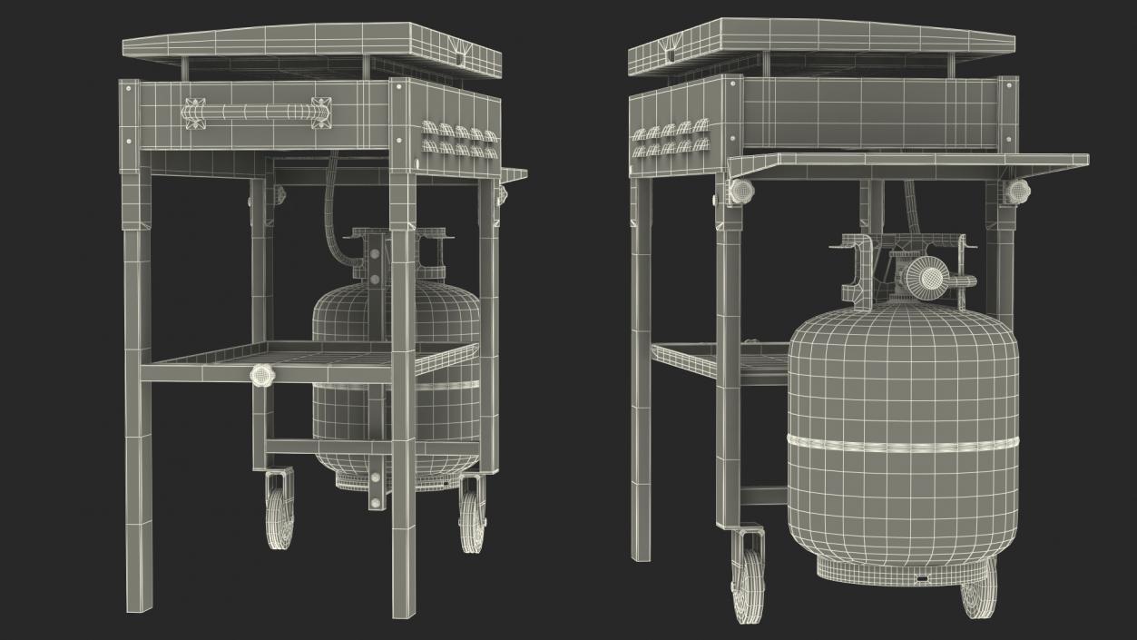 Flat Top Griddle Station with Gas Cylinder 3D