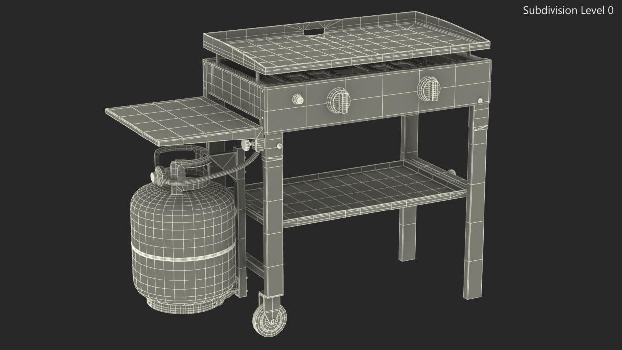 Flat Top Griddle Station with Gas Cylinder 3D