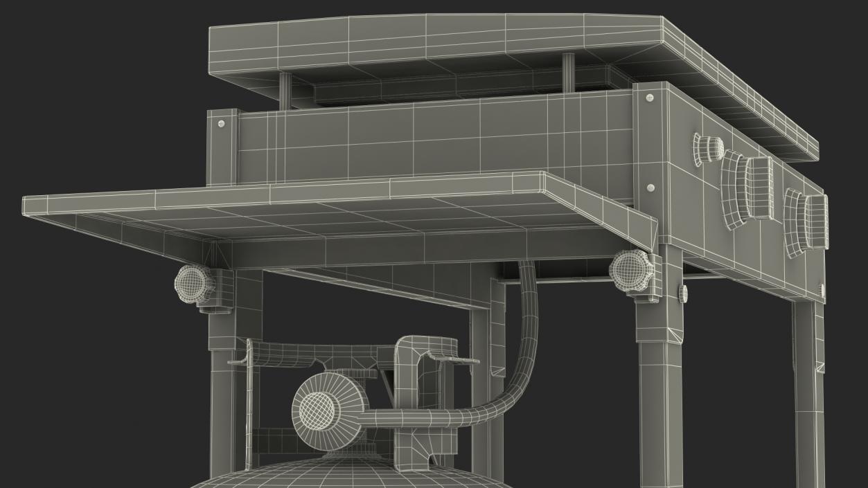 Flat Top Griddle Station with Gas Cylinder 3D