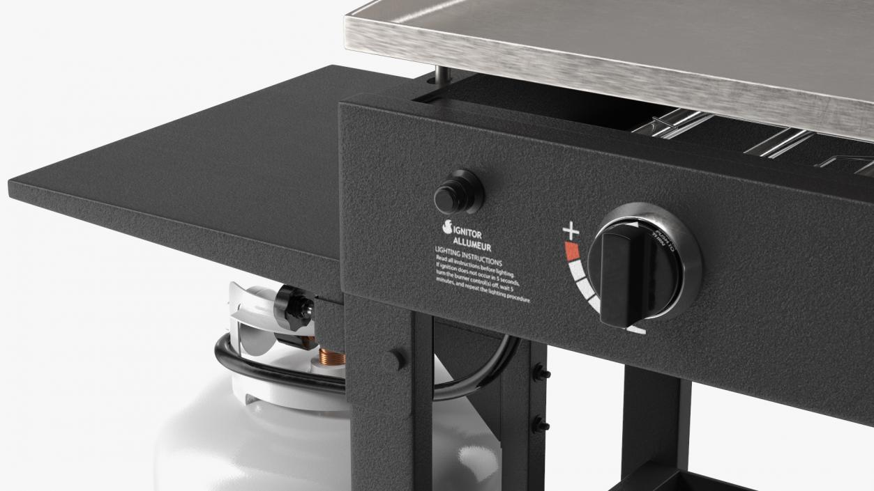 Flat Top Griddle Station with Gas Cylinder 3D