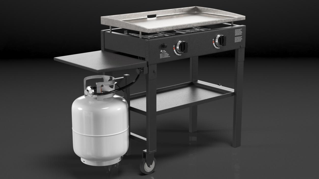 Flat Top Griddle Station with Gas Cylinder 3D