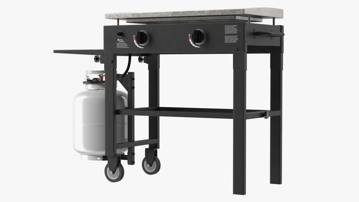 Flat Top Griddle Station with Gas Cylinder 3D