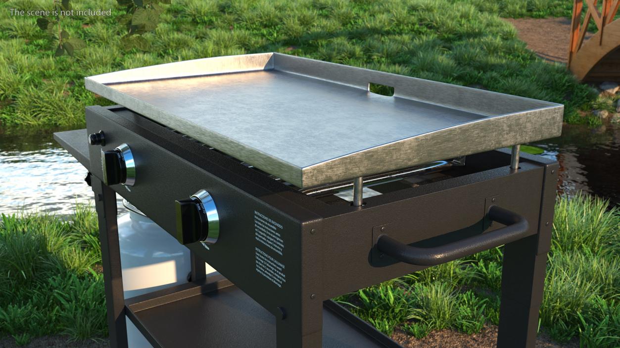 Flat Top Griddle Station with Gas Cylinder 3D