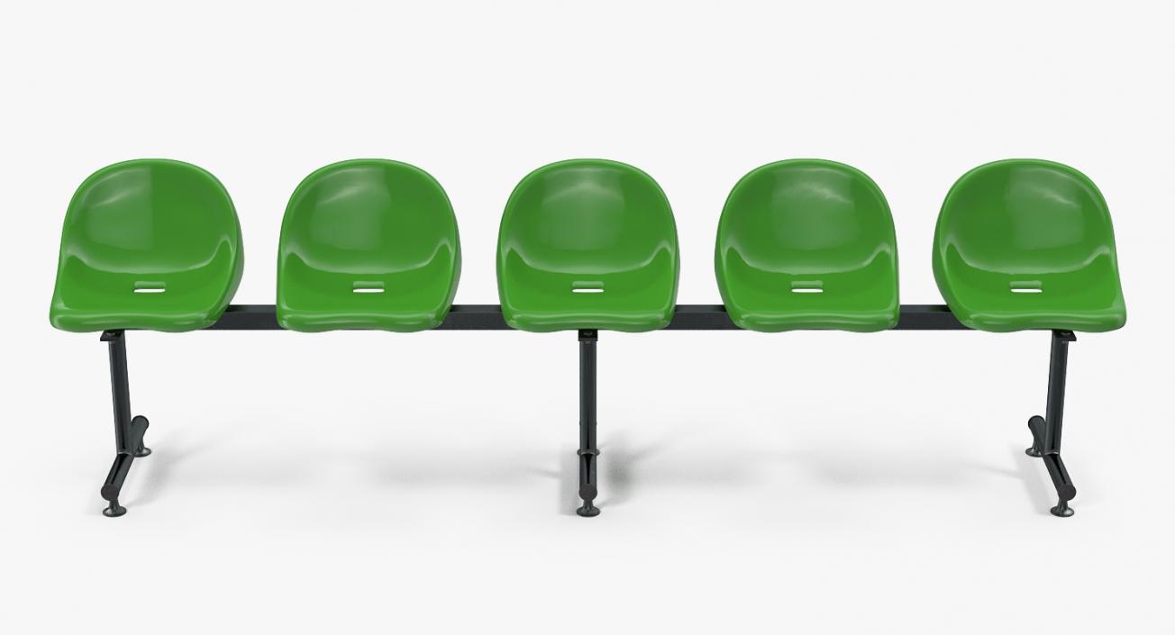 3D model Plastic Chairs Row of 5 Seater