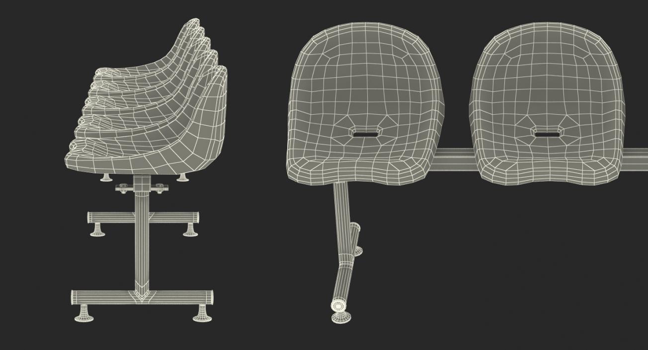 3D model Plastic Chairs Row of 5 Seater