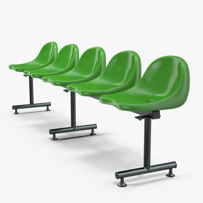 3D model Plastic Chairs Row of 5 Seater