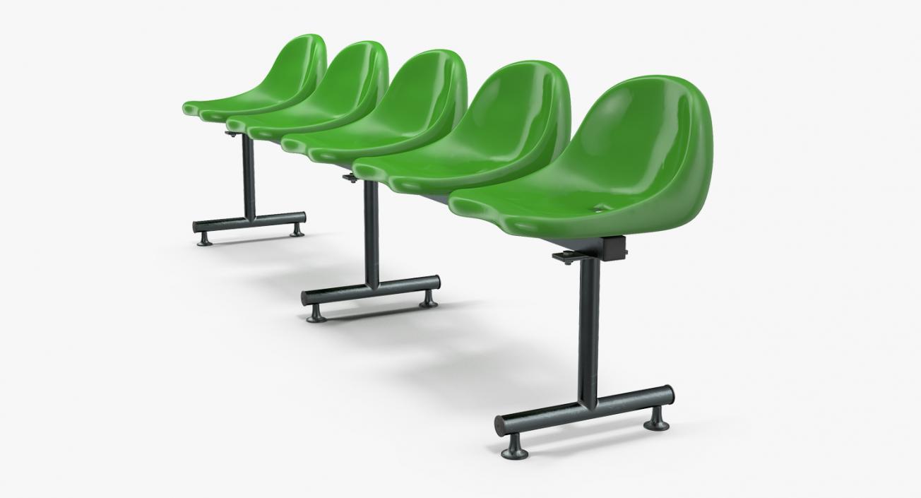 3D model Plastic Chairs Row of 5 Seater