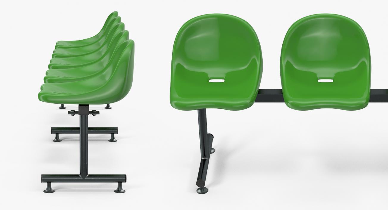 3D model Plastic Chairs Row of 5 Seater