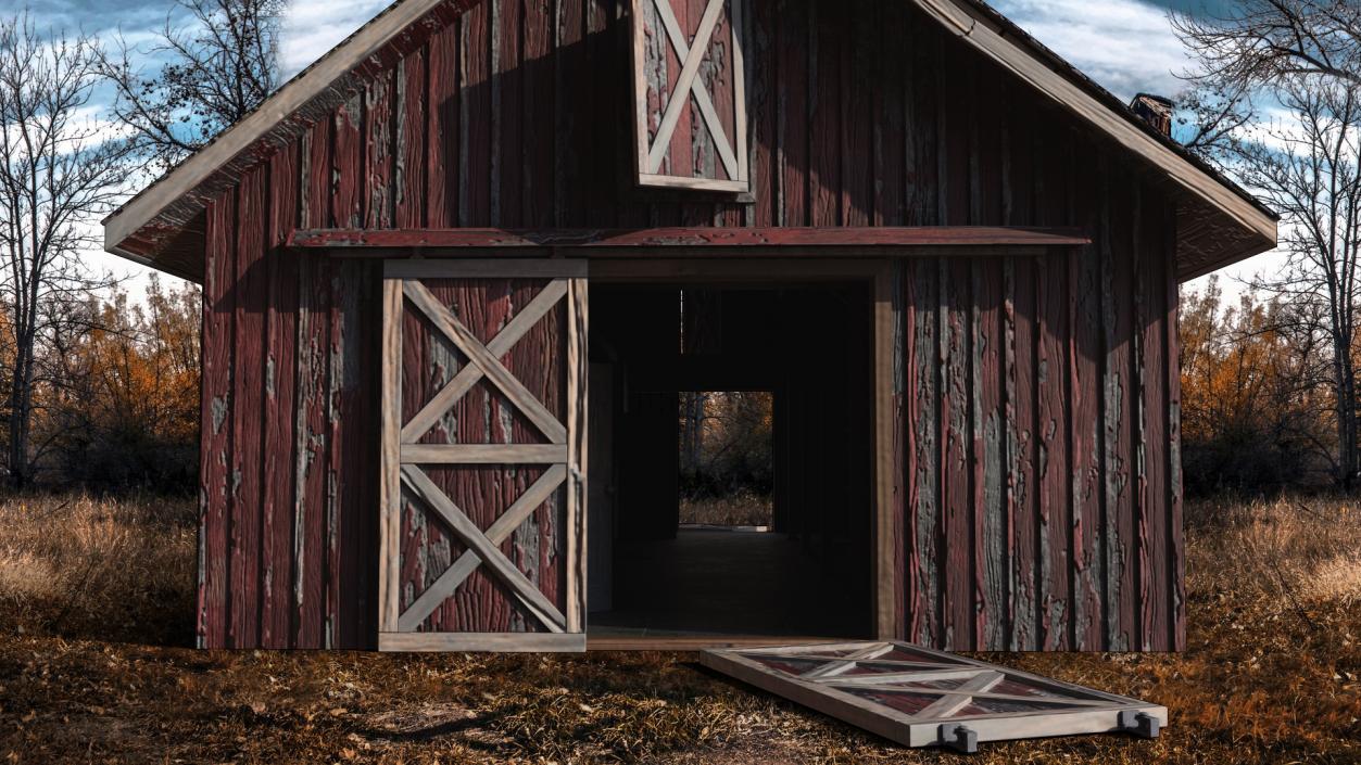 Old Derelict Wooden Barn 3D model