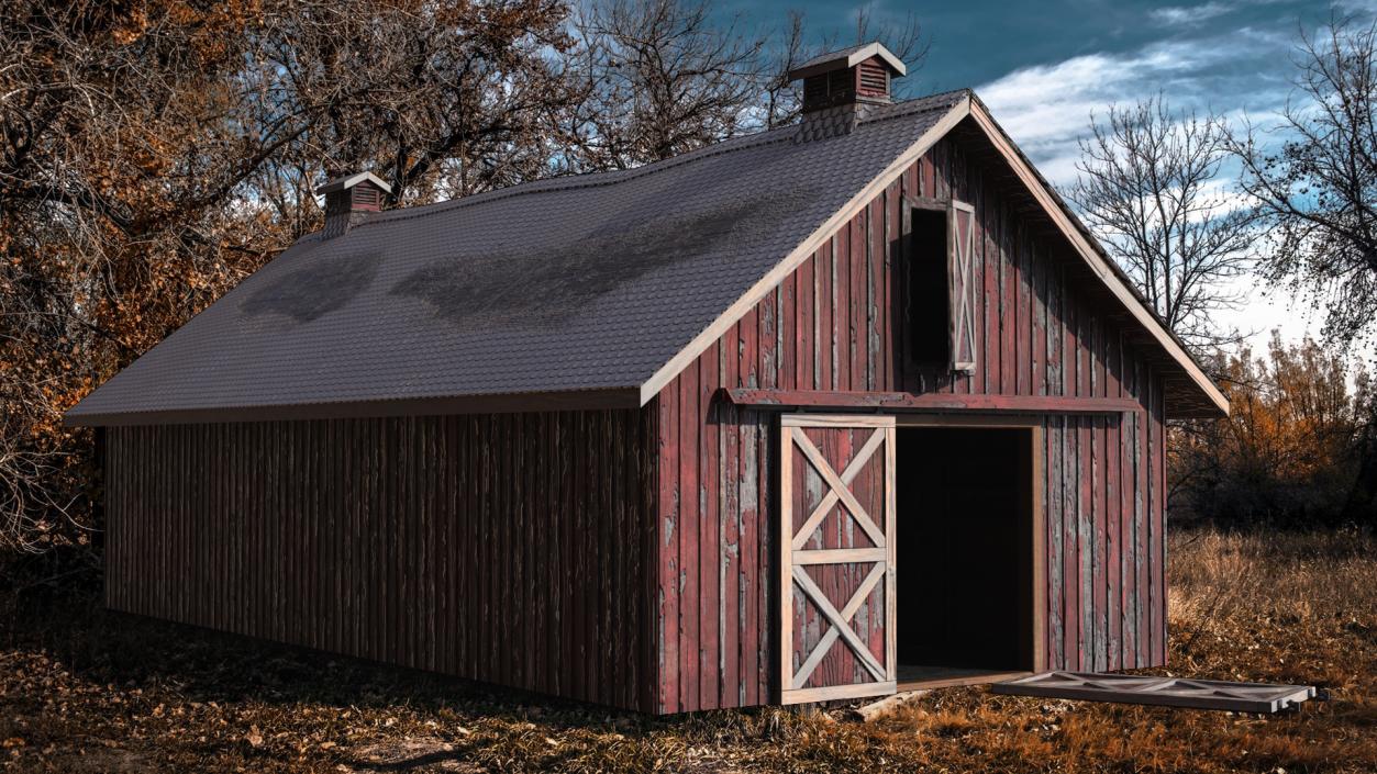 Old Derelict Wooden Barn 3D model