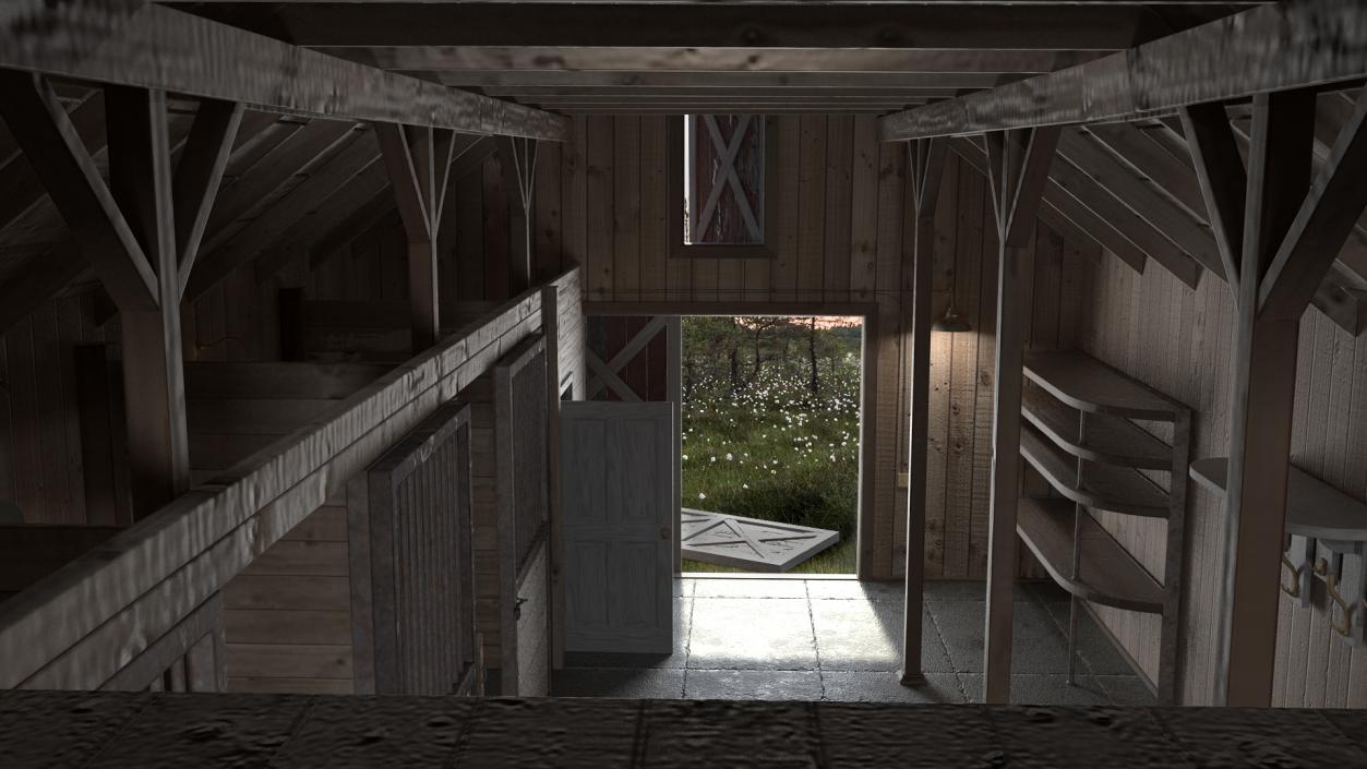 Old Derelict Wooden Barn 3D model