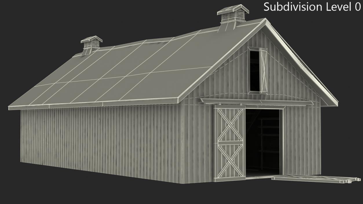 Old Derelict Wooden Barn 3D model