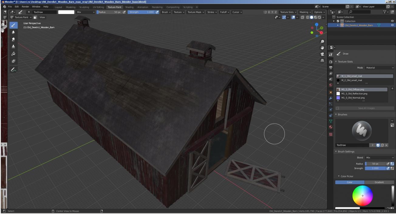 Old Derelict Wooden Barn 3D model