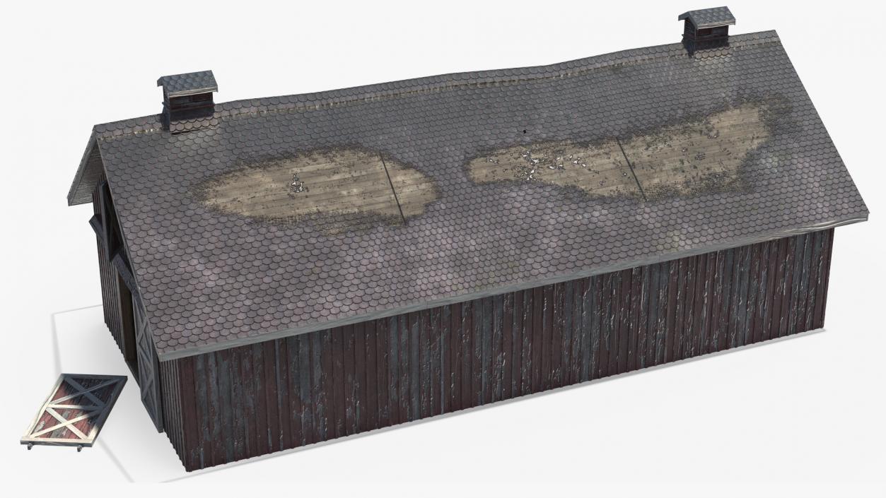 Old Derelict Wooden Barn 3D model