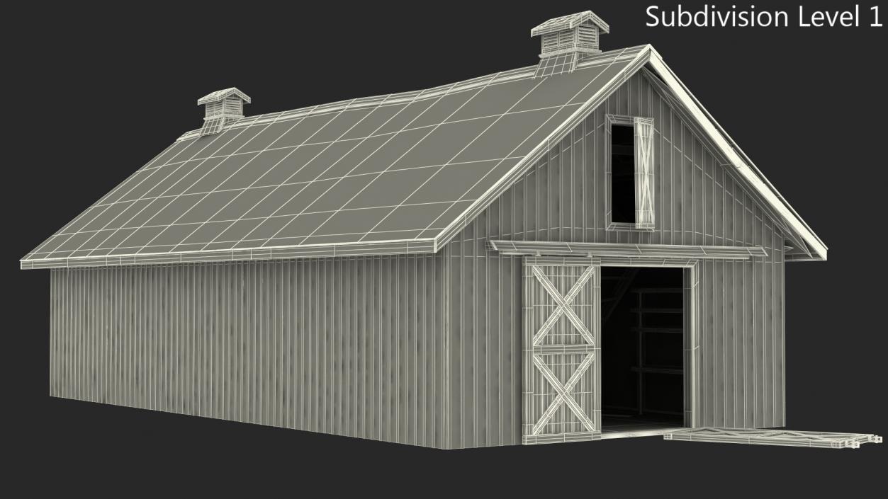 Old Derelict Wooden Barn 3D model