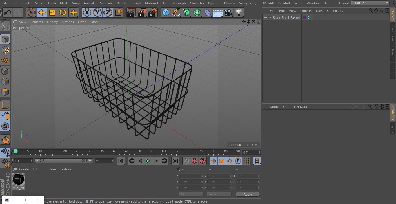 3D Black Steel Basket model