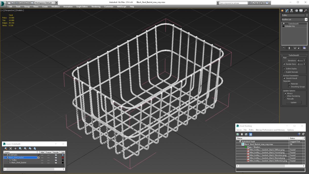 3D Black Steel Basket model