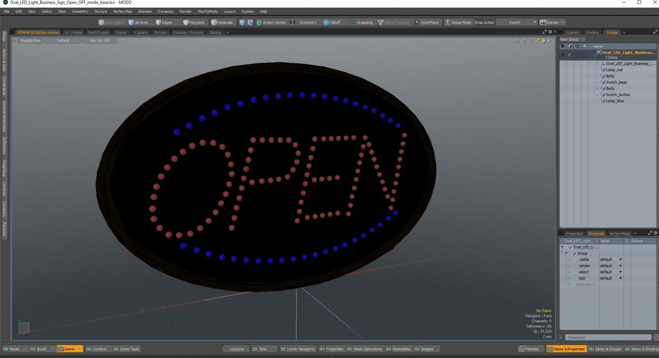 Oval LED Light Business Sign Open OFF 3D